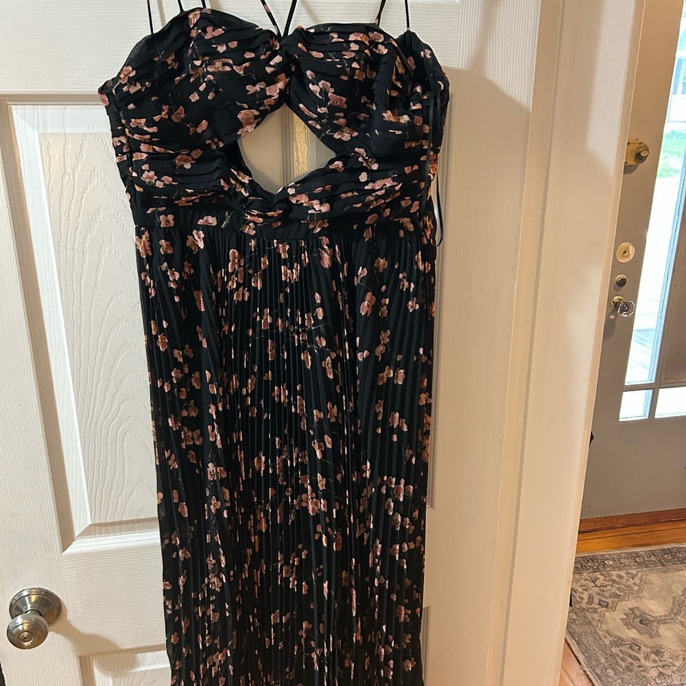 Elegant Black and Pink Floral Dress